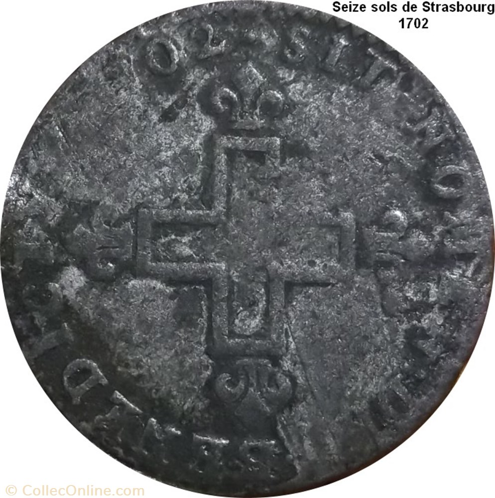 XVI deniers 1702 Strasbourg monnaie xvi deniers 1702 strasbourg