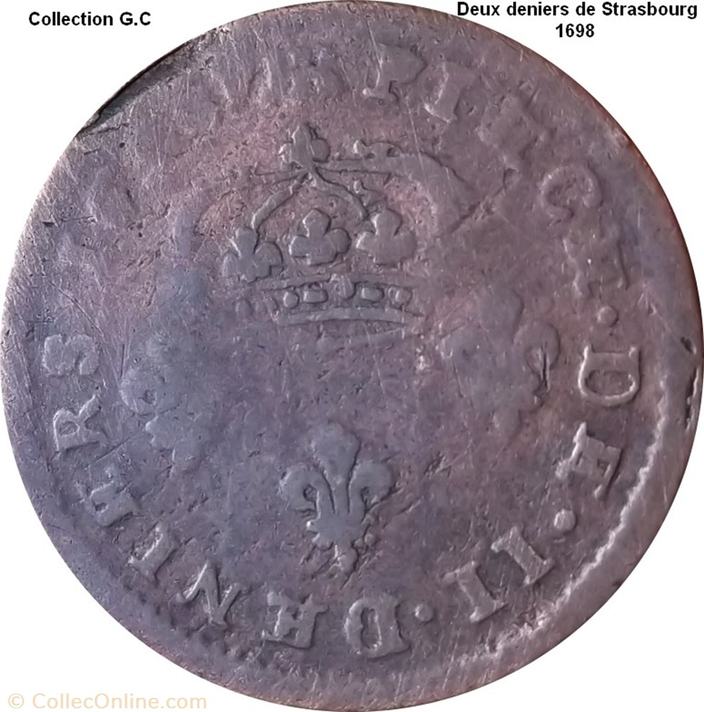 Deux deniers de Strasbourg 1698 monnaie deux deniers de strasbourg 1698