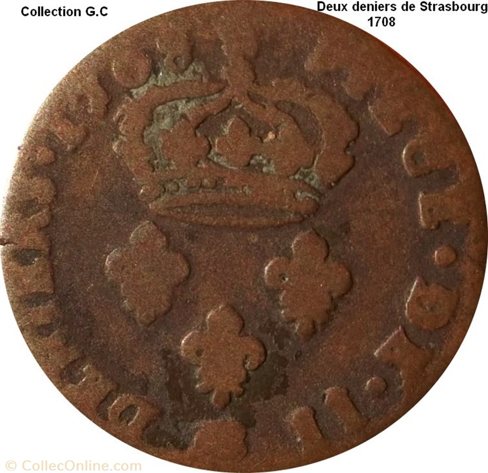 Deux deniers de Strasbourg 1708 monnaie deux deniers de strasbourg 1708