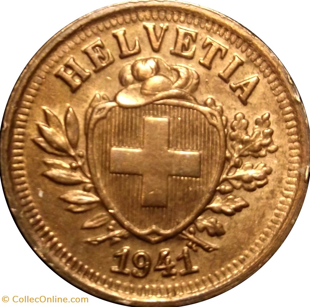 SUISSE 1 Centime (Rappen) Croix Suisse 1941 Berne monnaies europe medievale suisse 1 centime rappen croix suisse 1941 berne
