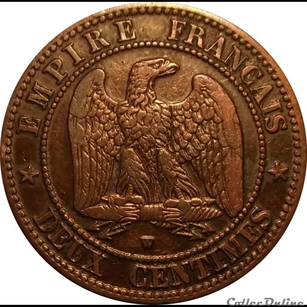2 Centimes Napoléon III Tête Nue 1855 W monnaie france moderne 2 centimes napoleon iii tete nue 1855 w