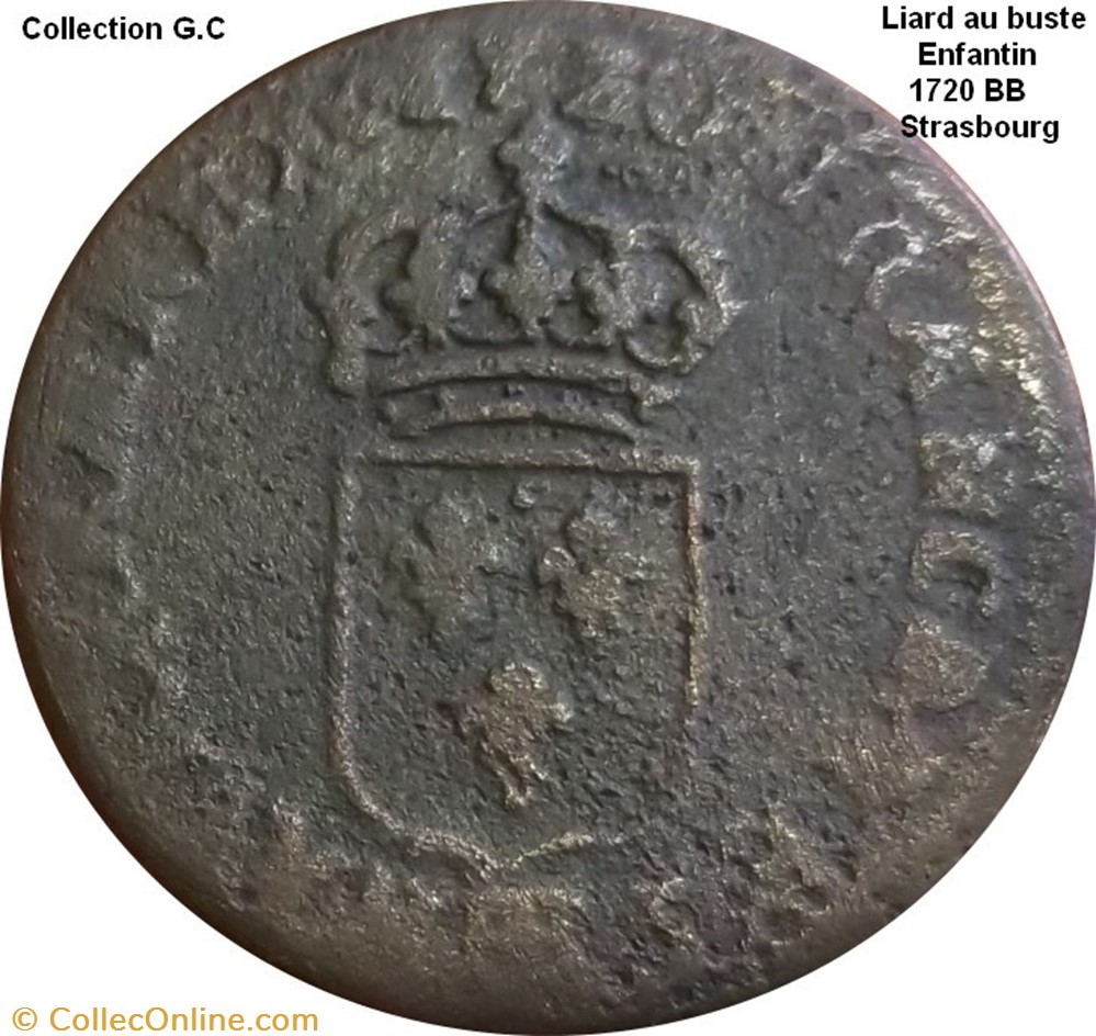 monnaie france royale liard au buste enfantin 1720 bb strasbourg