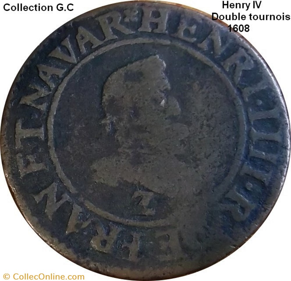 Double tournois au type du Dauphiné, frappé à Lyon au différent de Grenoble 1608 Lyon monnaie france royale double tournois au type du dauphine frappe a lyon au different de grenoble 1608 lyon