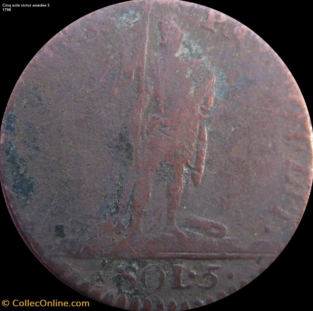 DUCHÉ DE SAVOIE - VICTOR-AMÉDÉE III 5 sols (5 soldi) 1796 monnaies europe medievale france feodales duche de savoie victor amedee iii 5 sols 5 soldi 1796