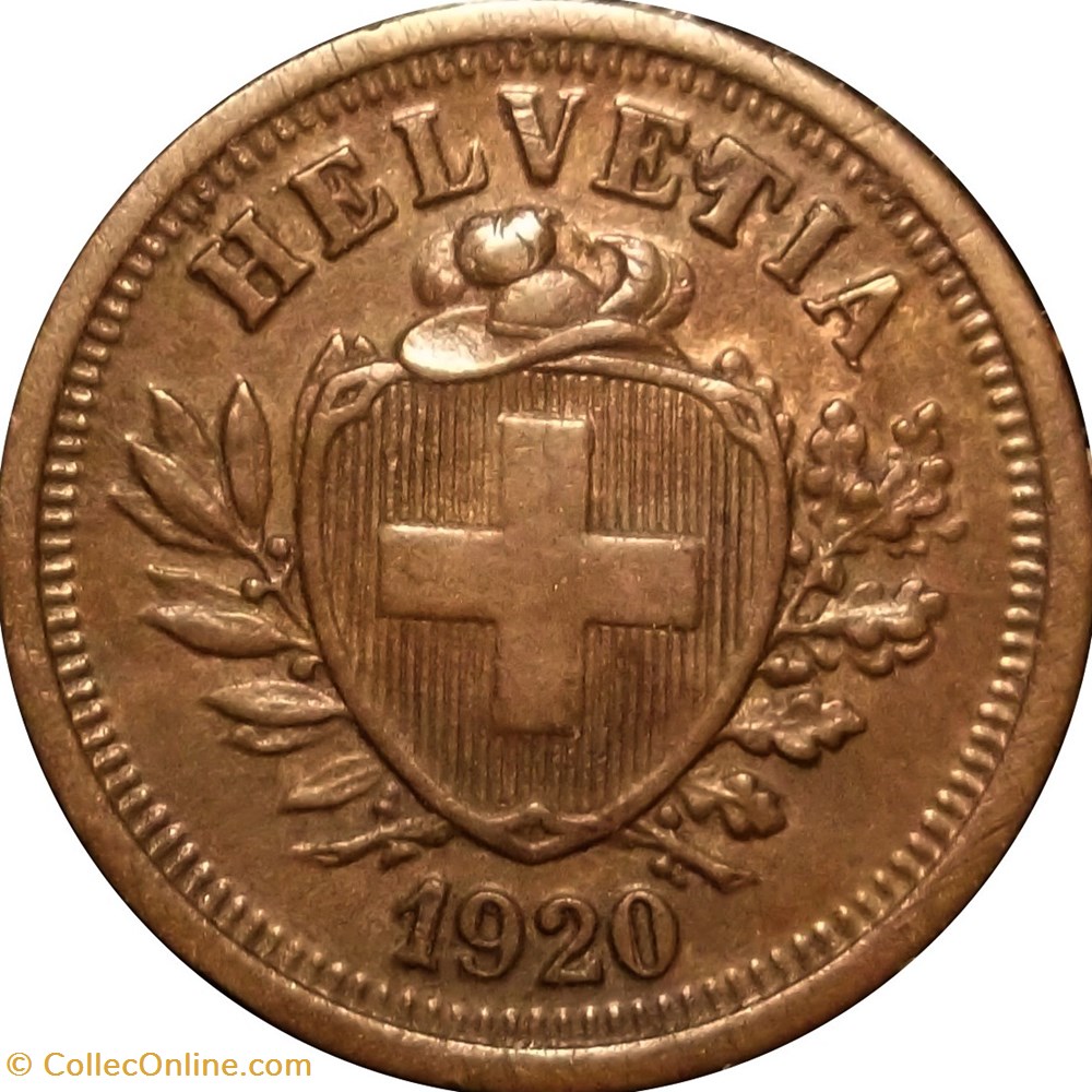 SUISSE 1 Centime Croix Suisse 1920 Berne - B monnaies europe medievale a suisse 1 centime croix suisse 1920 berne b