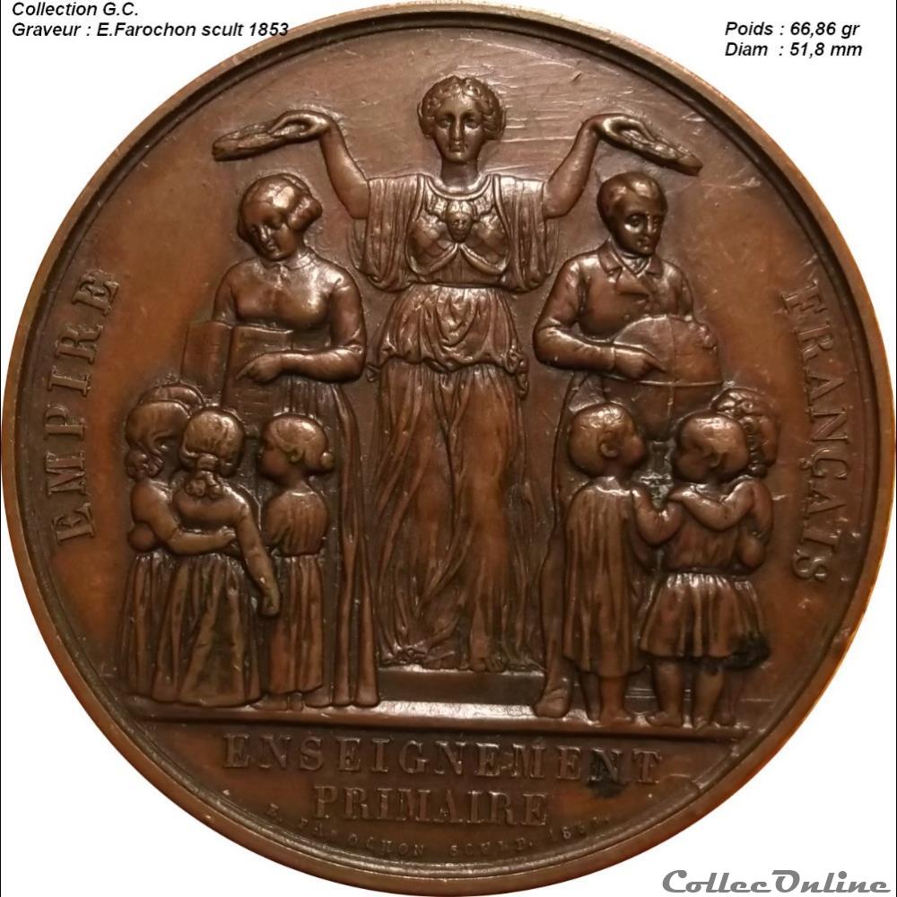 Médaille enseignement primaire 1856/57 france er empire medaille enseignement primaire 1856 57