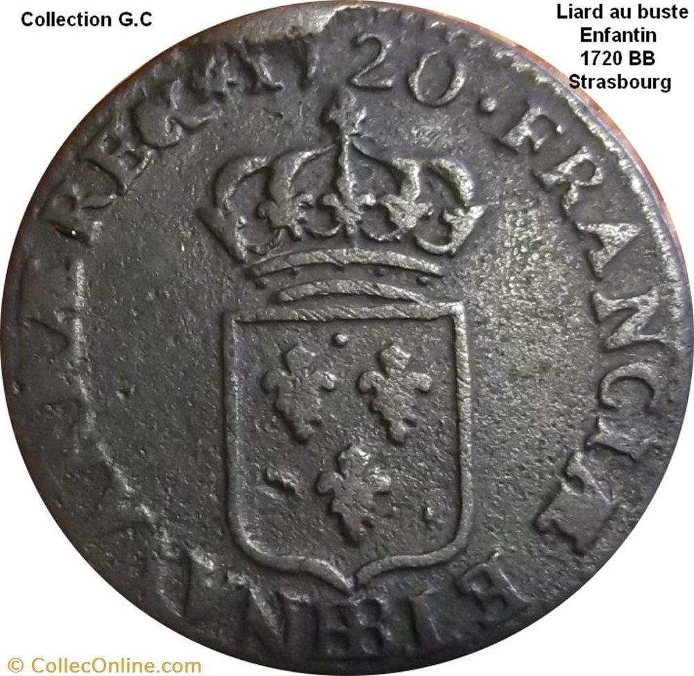 monnaie france royale liard au buste enfantin 1720 bb strasbourg