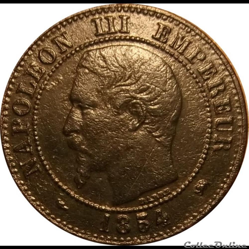 monnaie france moderne 2 centimes napoleon iii tete nue 1854 d