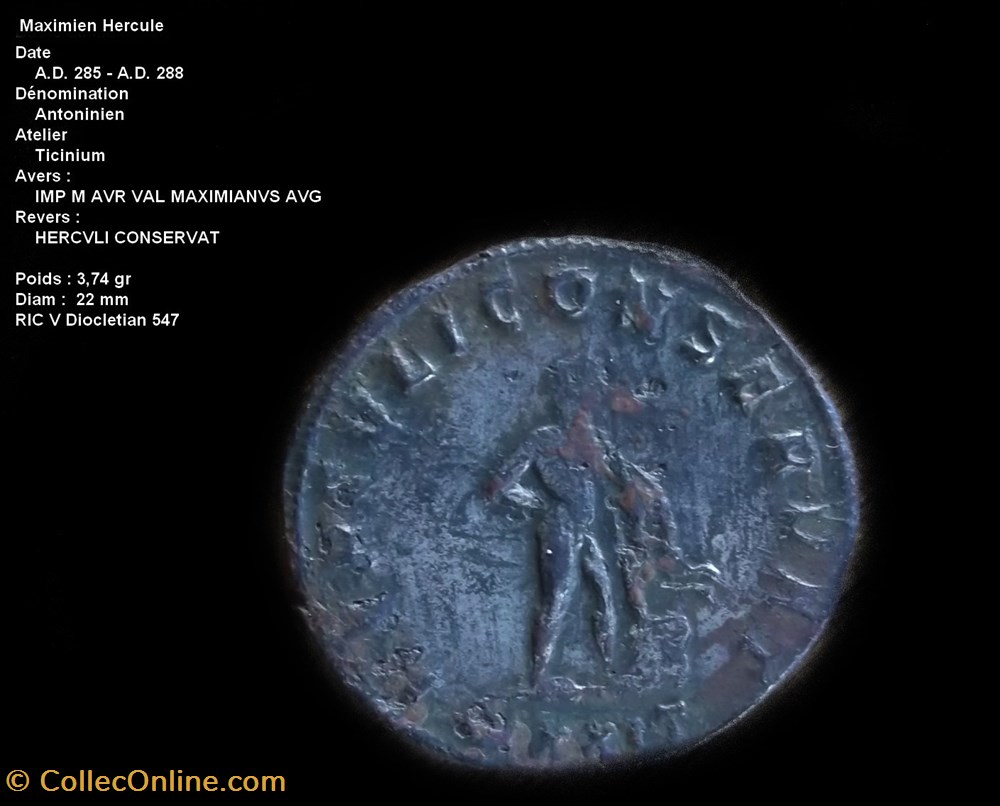 monnaies antiques romaines republicaines imperiales maximien hercule ric 547