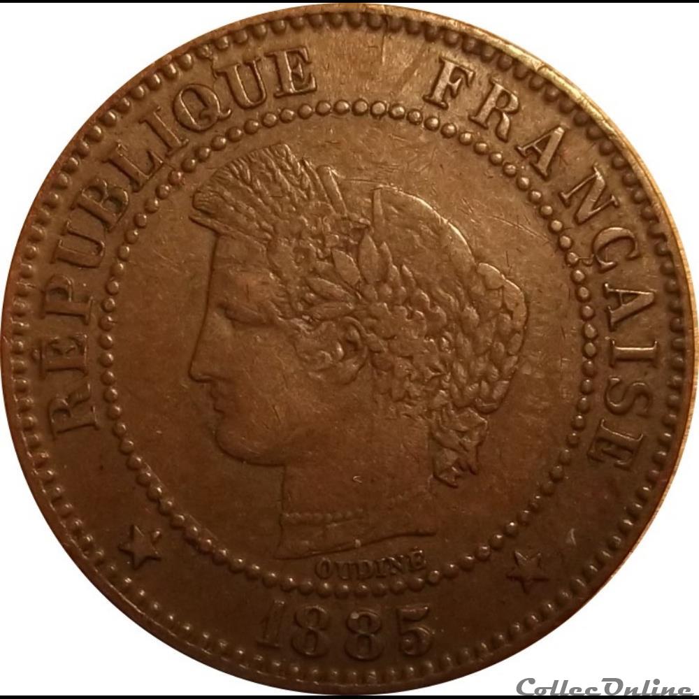 Deux Centimes Cérès 1885 A monnaie france moderne deux centimes ceres 1885 a