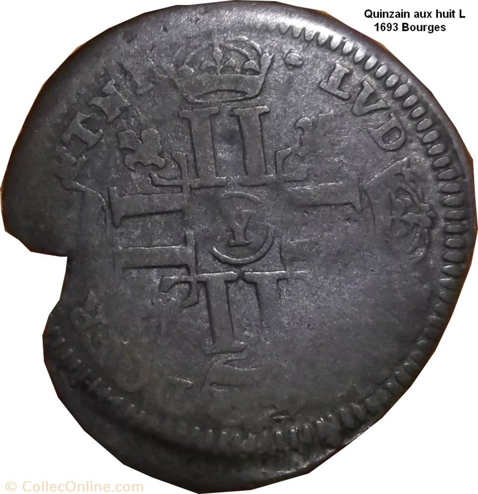 Sol aux huit L 1693 Bourges monnaie sol aux huit l 1693 bourges