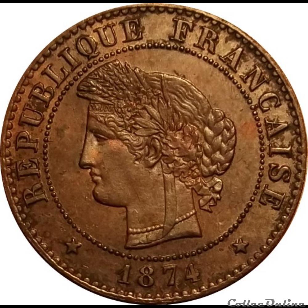 1 Centime Cérès 1874 A monnaie antique romaine 1 centime ceres 1874 a