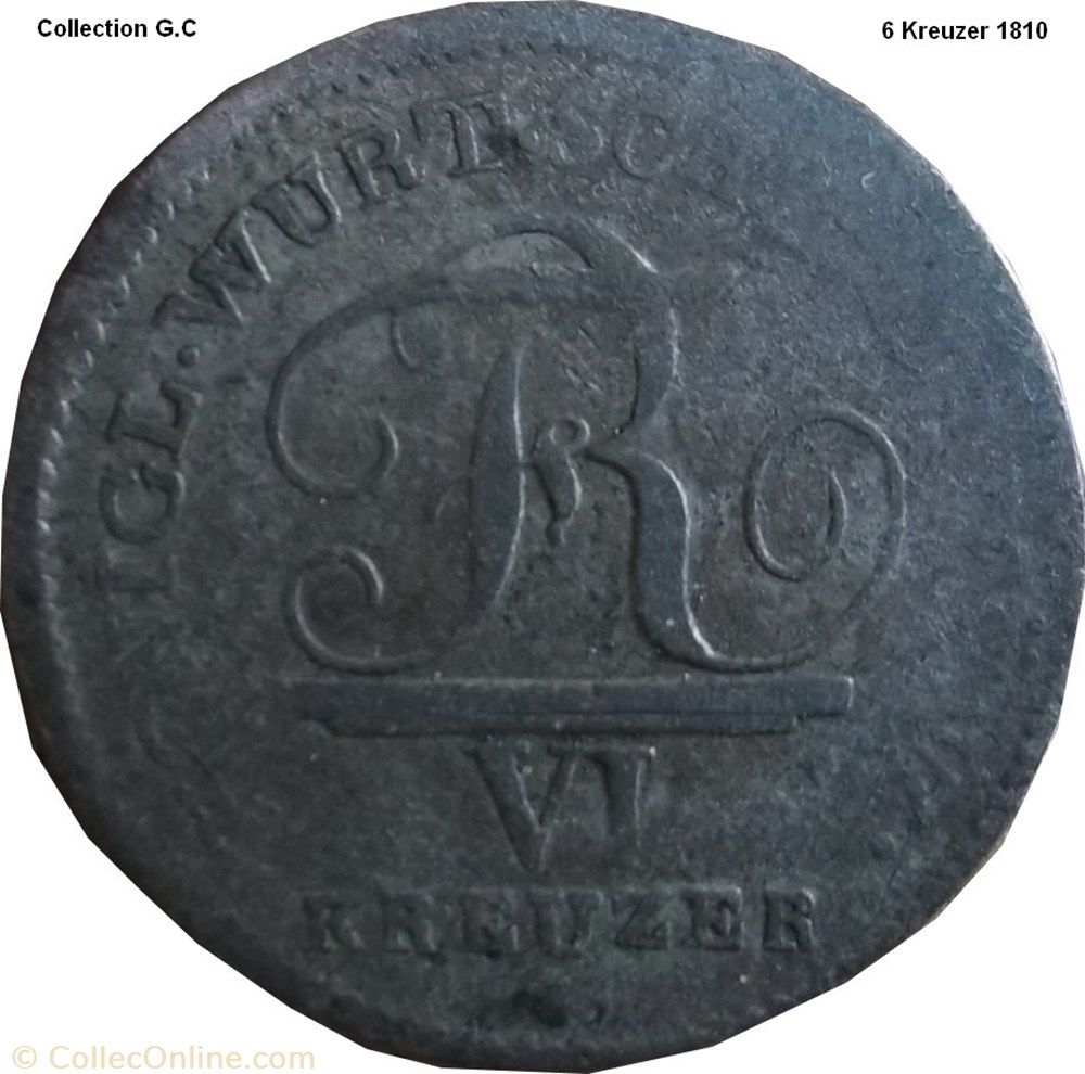 VI Kreuzer 1810 monnaie feodale a saint empire romain germanique vi kreuzer 1810