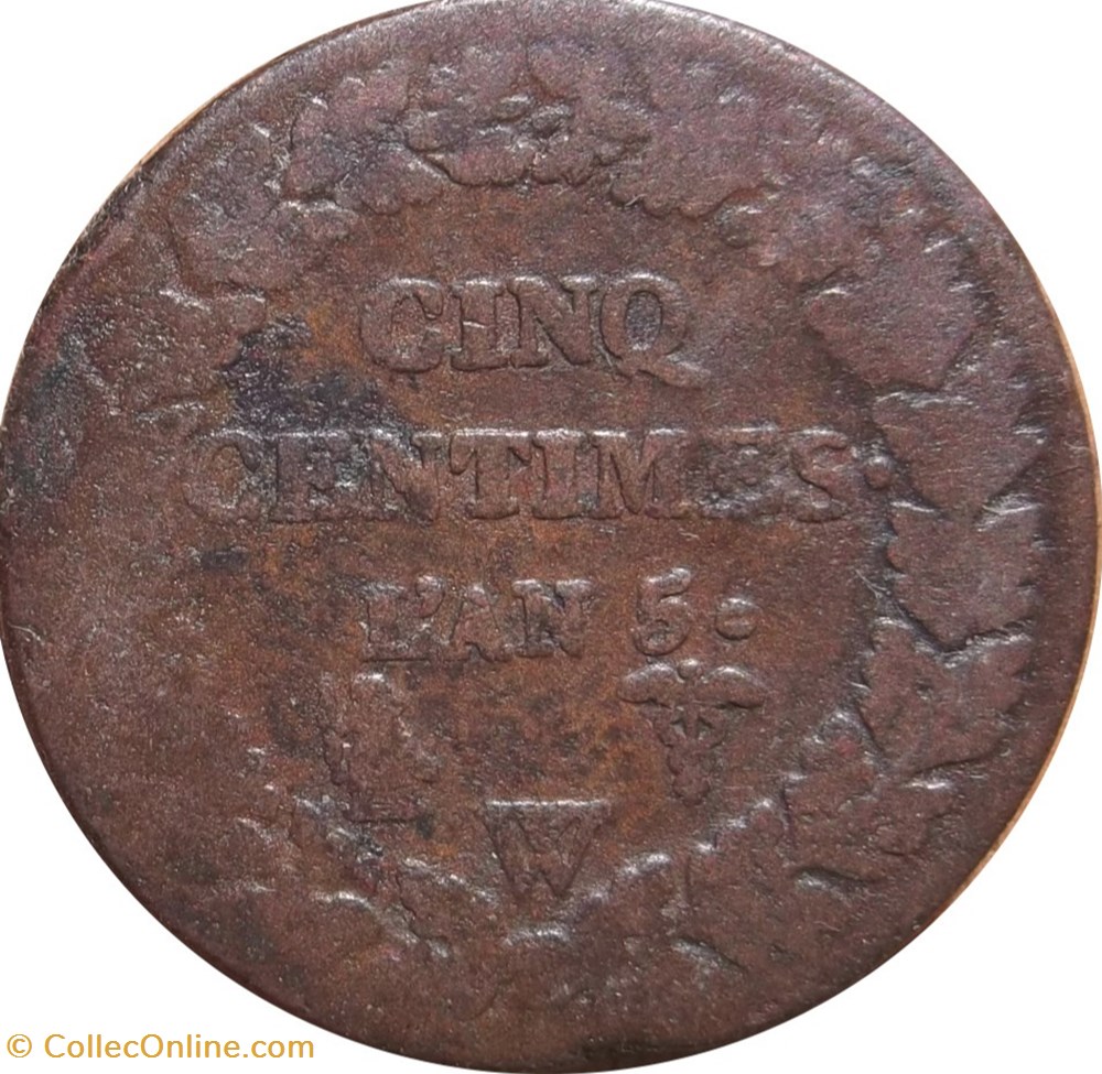 Cinq centimes Dupré, grand module 1797 Lille F.115/19 monnaies cinq centimes dupre grand module 1797 lille f 115 19