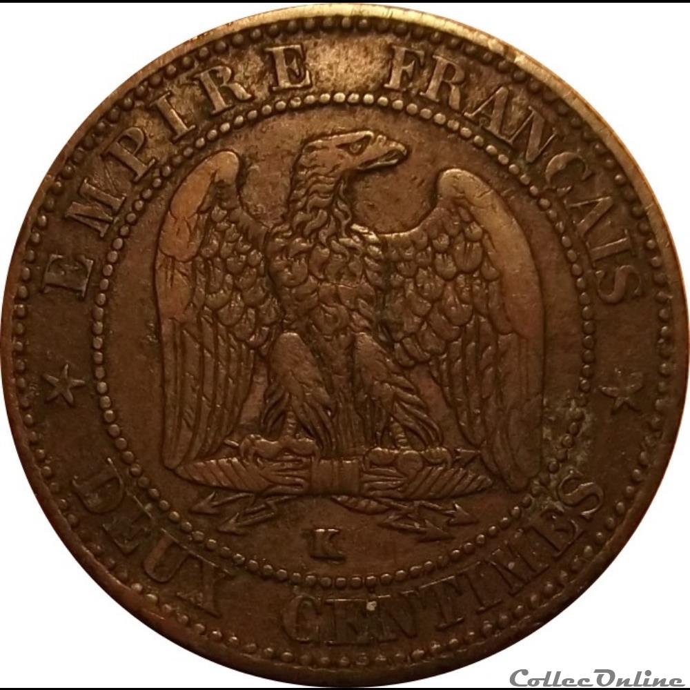 2 Centimes Napoléon III Tête Laurée Buste Définitif 1861 K monnaie france moderne 2 centimes napoleon iii tete lauree buste definitif 1861 k