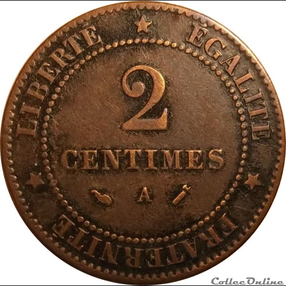 Deux Centimes Cérès 1889 A monnaie france moderne deux centimes ceres 1889 a