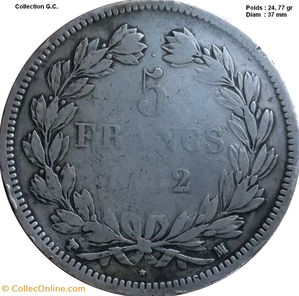 5 francs IIe type Domard 1832 MA Marseille monnaies monde france 5 francs iie type domard 1832 ma marseille