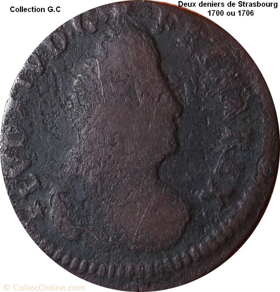 Deux deniers de Strasbourg 1700 monnaie deux deniers de strasbourg 1700