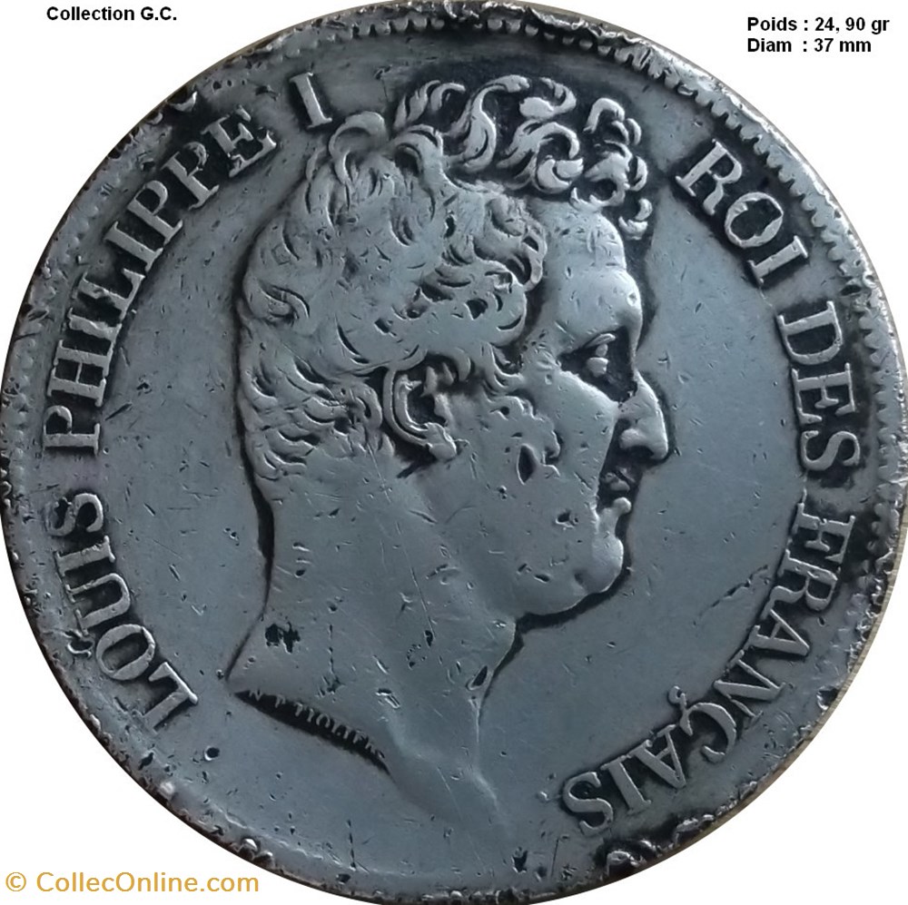 monnaies monde france 5 francs type tiolier avec le i tranche en creux 1831 w lille