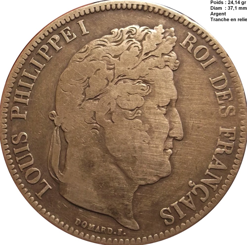 5 Francs Louis Philippe 1833 W Lille monnaies monde france 5 francs louis philippe 1833 w lille