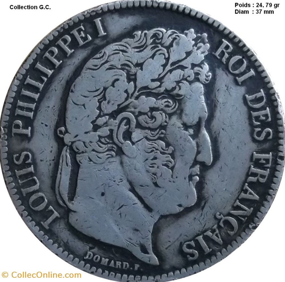 5 francs IIe type Domard 1837 A Paris monnaies monde france 5 francs iie type domard 1837 a paris
