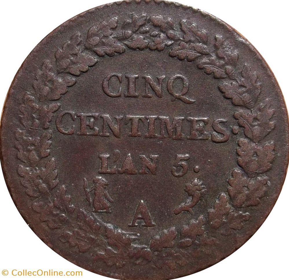 Cinq centimes Dupré, grand module 1797 Paris F.115/1 monnaies cinq centimes dupre grand module 1797 paris f 115 1