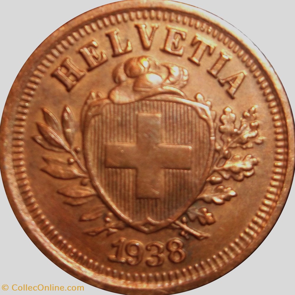 monnaies europe medievale a suisse 1 centime croix suisse 1938 berne