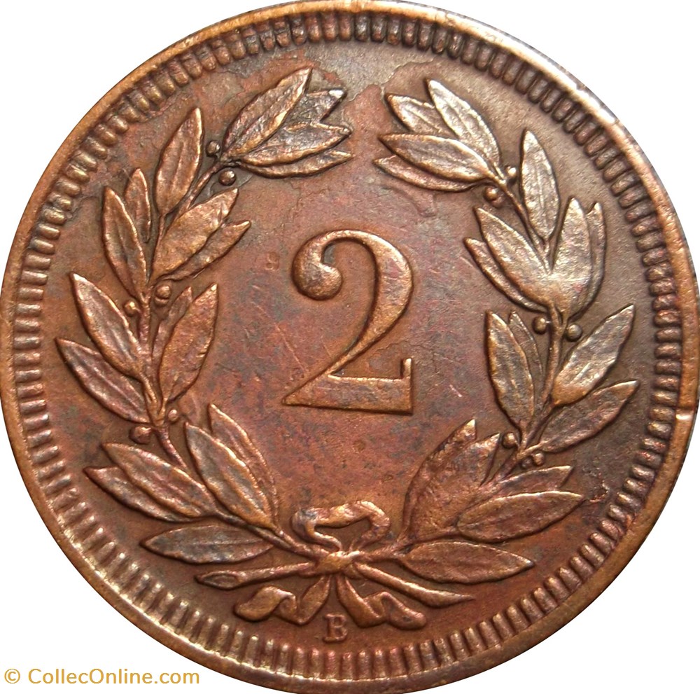 SUISSE 2 Centimes (Rappen) croix suisse 1900 Berne - B monnaies europe medievale suisse 2 centimes rappen croix suisse 1900 berne b