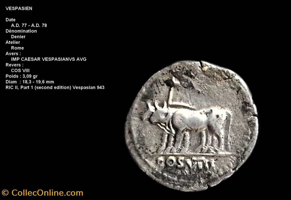 VESPASIEN COS VIII monnaies antiques romaines republicaines imperiales vespasien cos viii