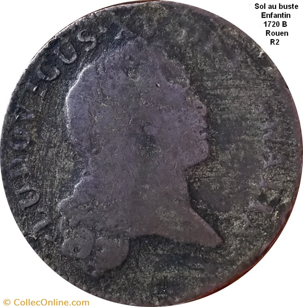Sol au buste enfantin 1720 B monnaie france royale sol au buste enfantin 1720 b
