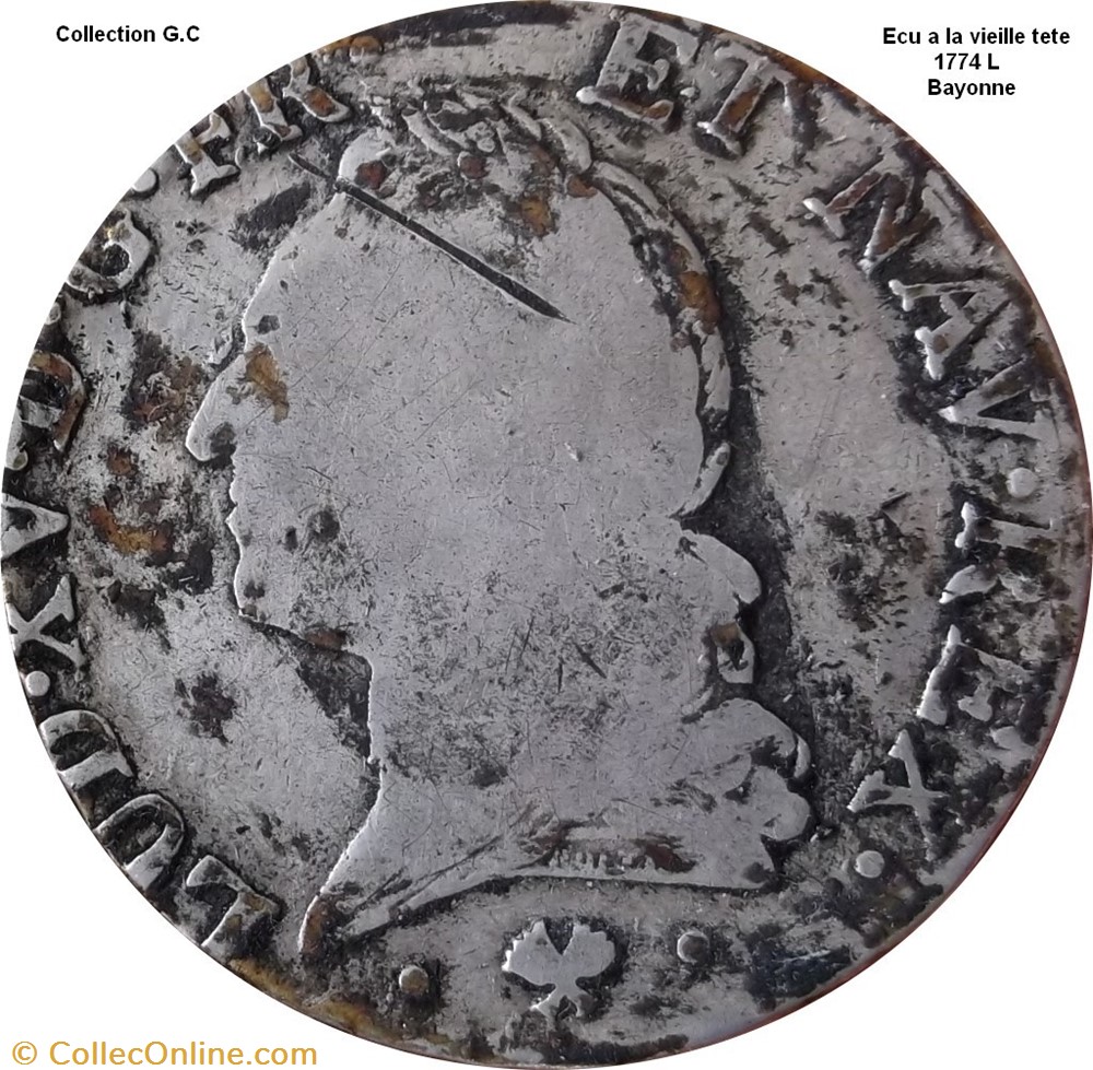 monnaie france royale ecu a la vieille tete 1774 l bayonne