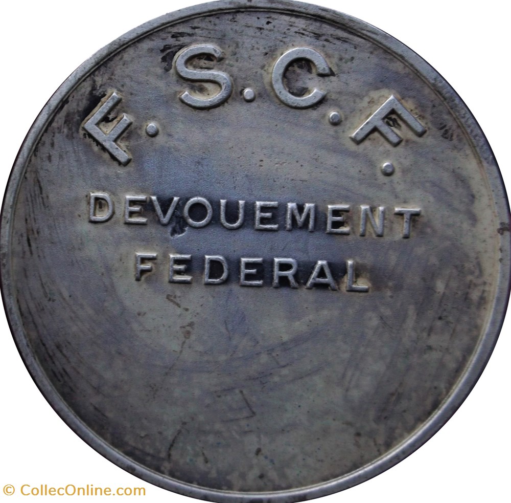 Médaille : P. MICHAUX 1854 / 1923 F.S.C.F. Dévouement federal medailles medaille p michaux 1854 1923 f s c f devouement federal