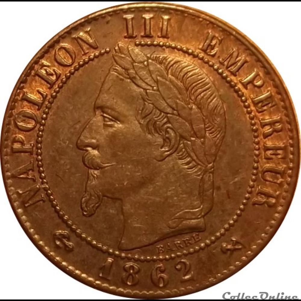 1 Centime Napoléon Tete Laurée 1862 K monnaie france moderne 1 centime napoleon tete lauree 1862 k