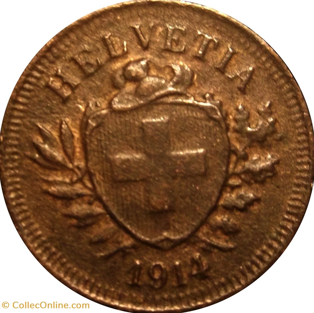 SUISSE 1 Centime (Rappen) Croix Suisse 1914 Berne monnaies europe medievale suisse 1 centime rappen croix suisse 1914 berne