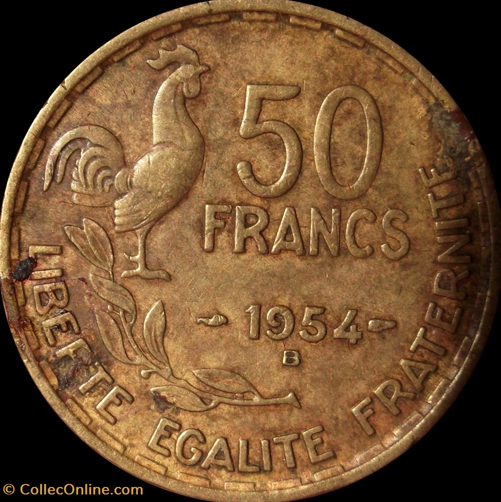 50 Francs 1954 B monnaies 50 francs 1954 b