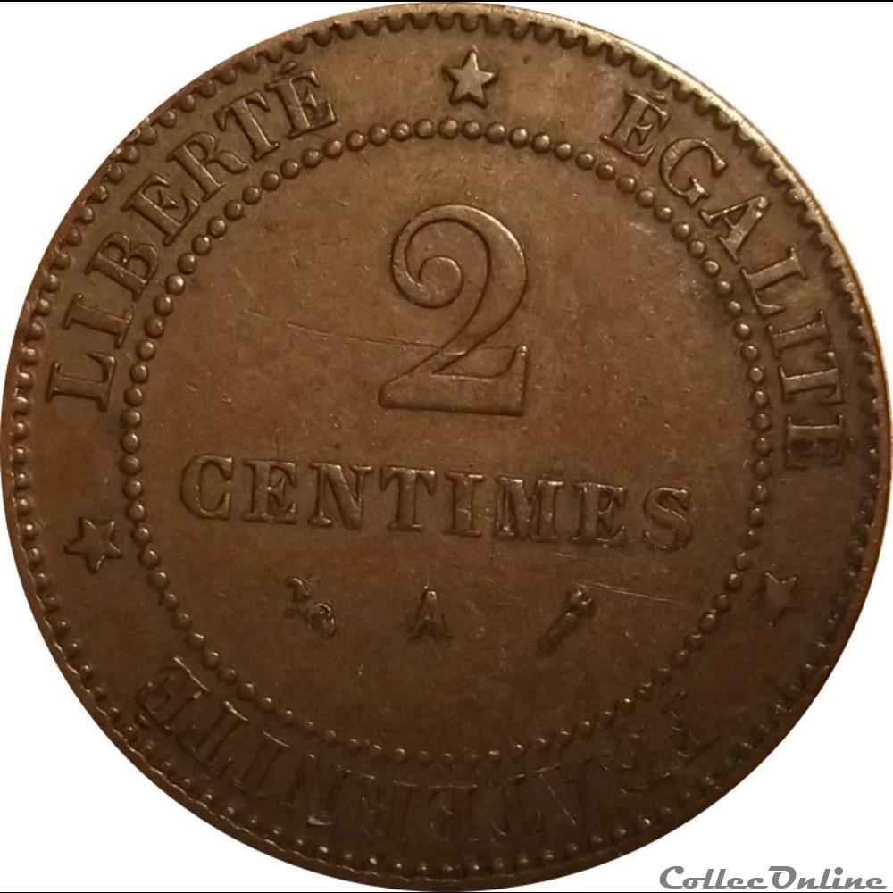 Deux Centimes Cérès 1885 A monnaie france moderne deux centimes ceres 1885 a