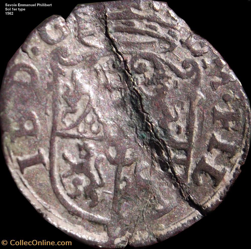 monnaies europe medievale france feodales duche de savoie emmanuel philibert dit tete de fer sol 1er type