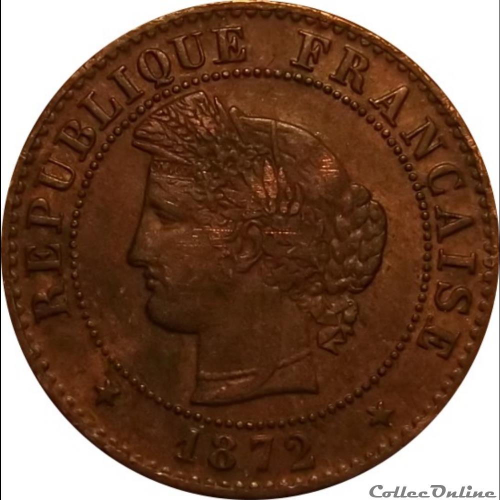 1 Centime Cérès 1872 A monnaie antique gauloise 1 centime ceres 1872 a