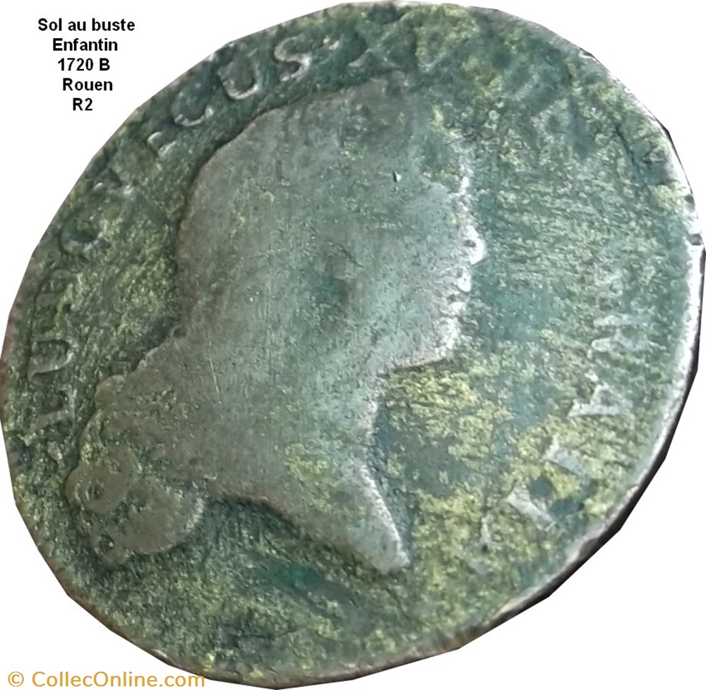 Sol au buste enfantin 1720 B 3 monnaie france royale sol au buste enfantin 1720 b