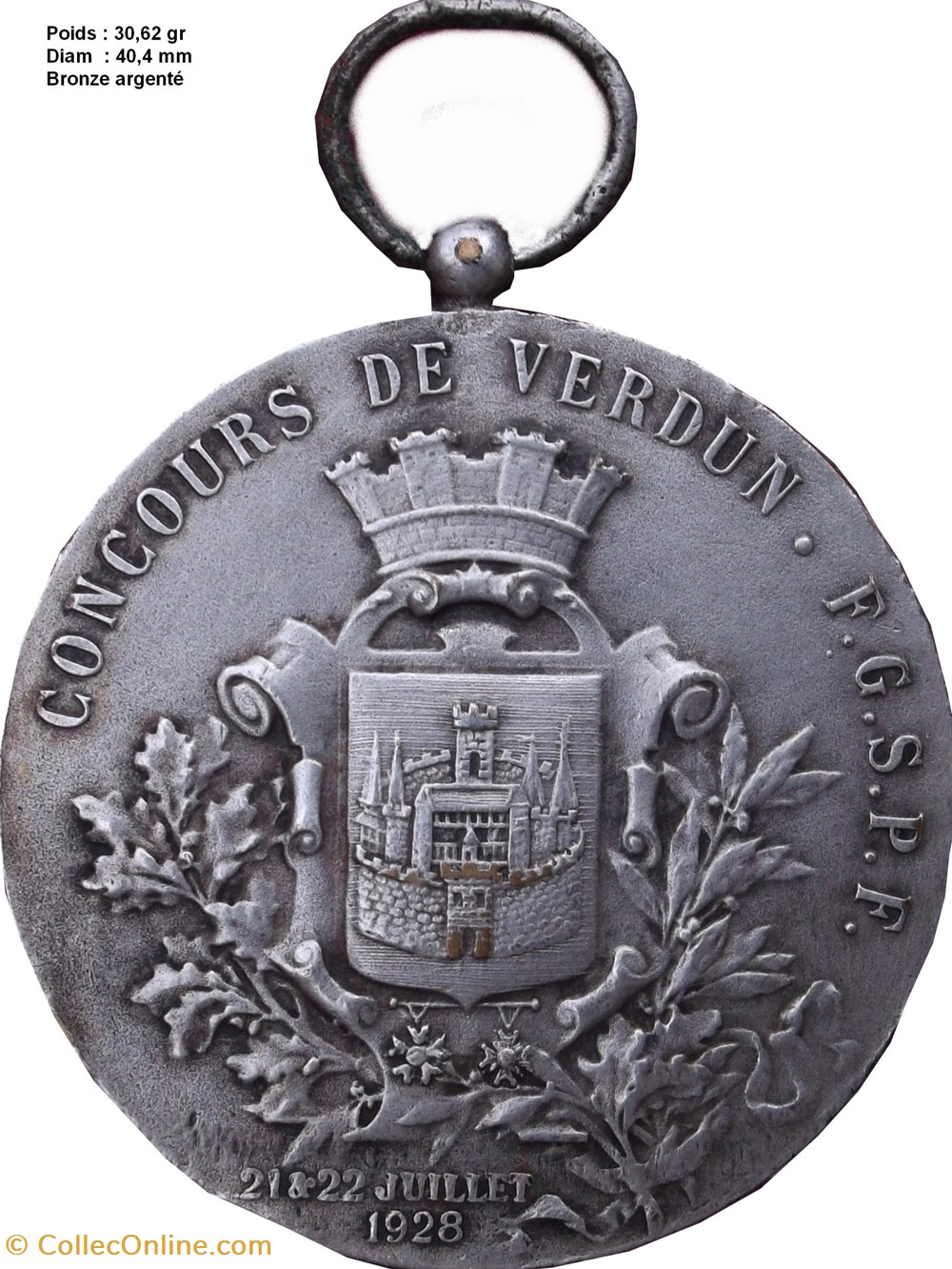 Médaille : GALLIA concours de VERDUN F.G.S.P.F. 21/22 juillet 1928 medailles medaille gallia concours de verdun f g s p f 21 22 juillet 1928