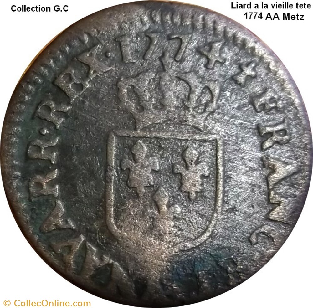monnaie france royale liard a la vieille tete 1774 aa metz