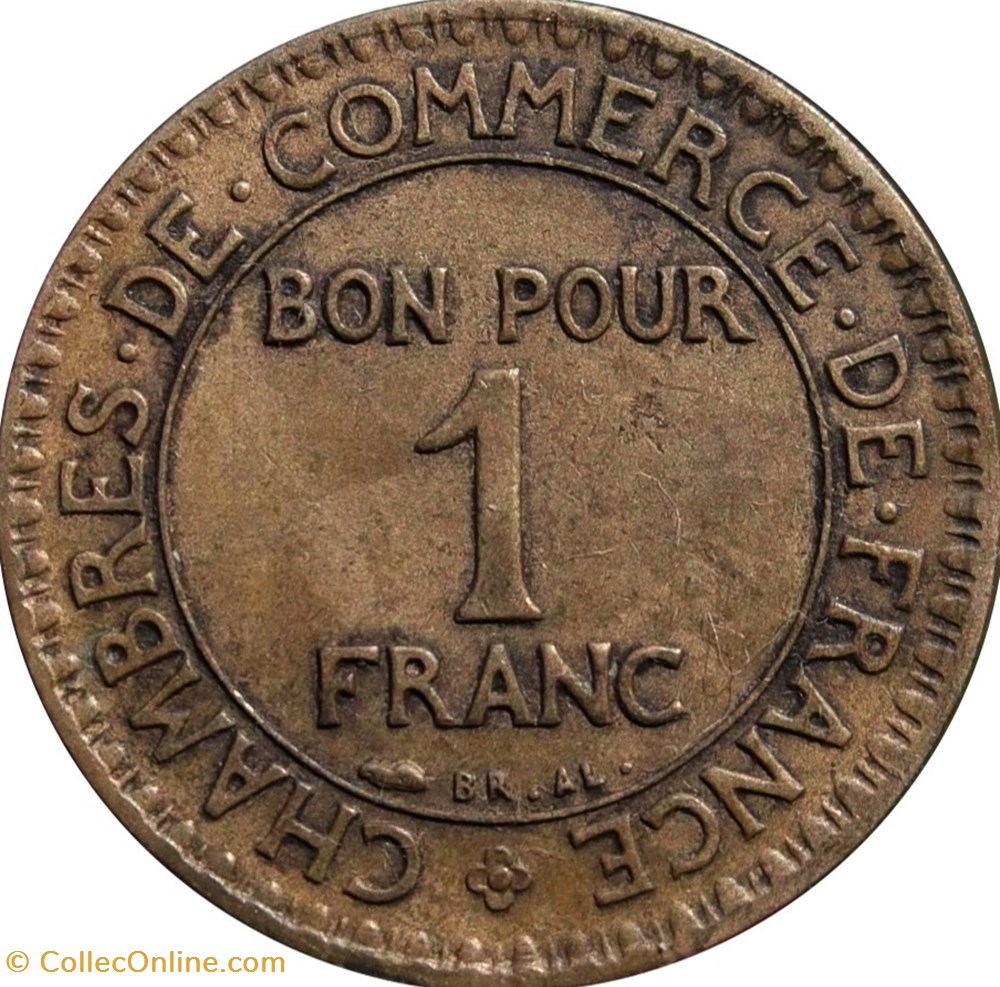1 franc Chambres de commerce 1925 monnaies 1 franc chambres de commerce 1925