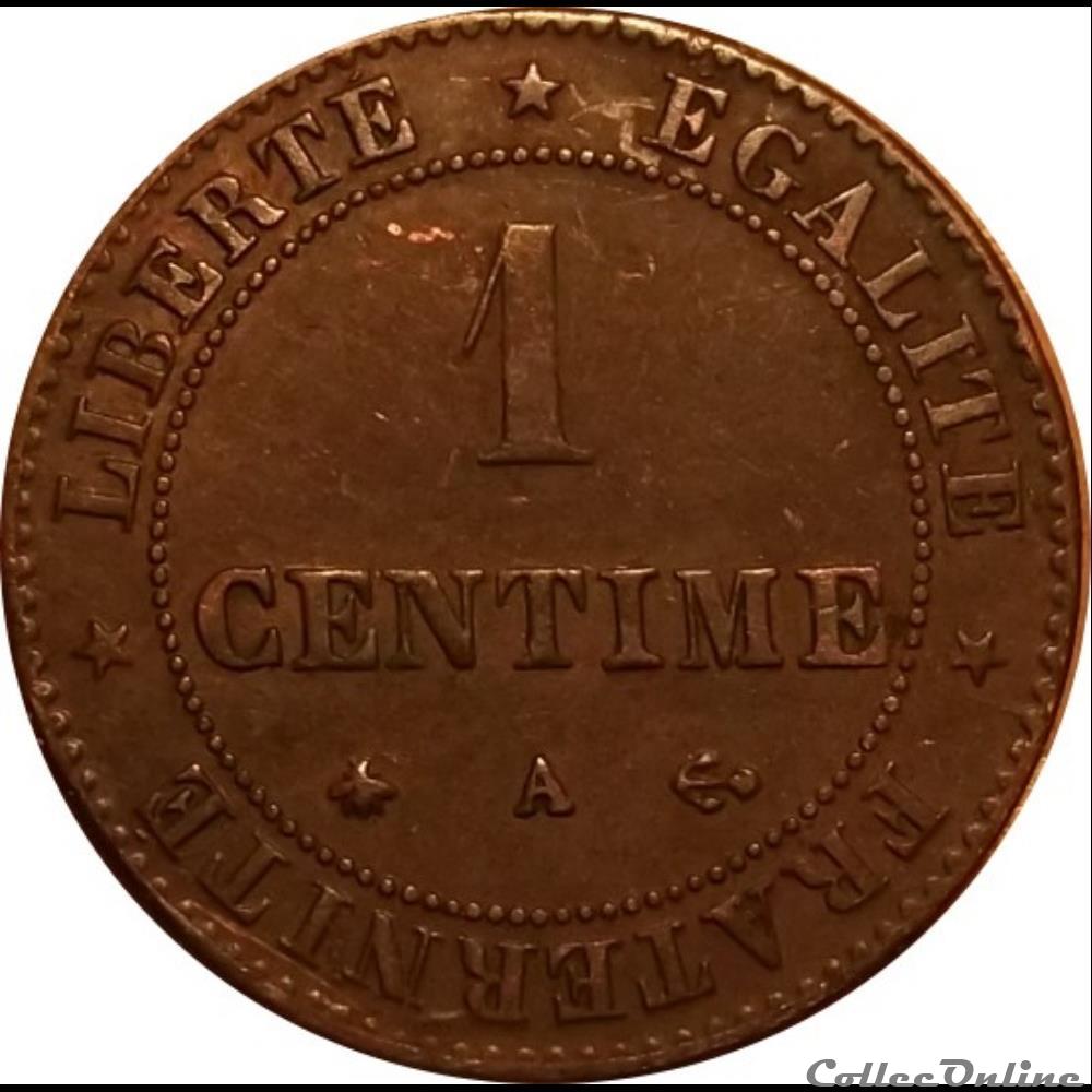 1 Centime Cérès 1872 A monnaie antique gauloise 1 centime ceres 1872 a