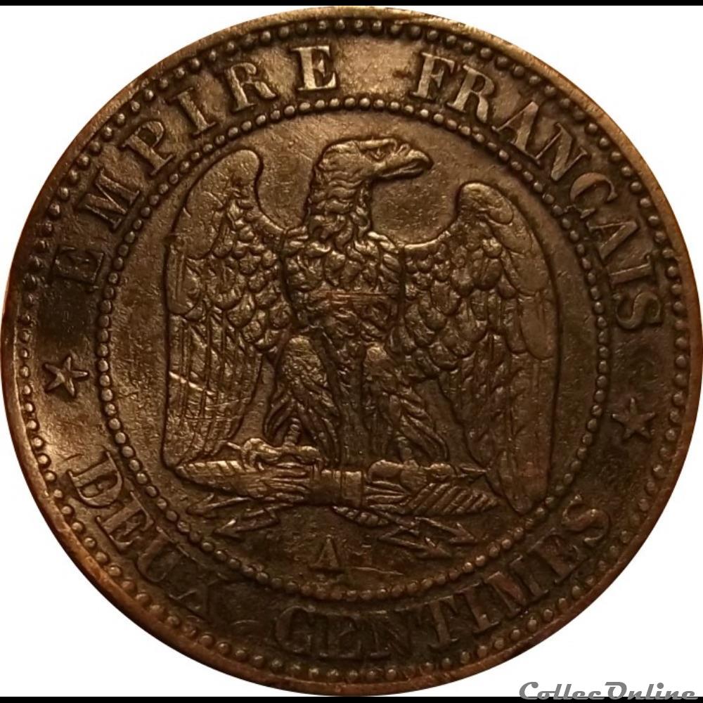 2 Centimes Napoléon III Tête Nue 1855 Levrette monnaie france moderne 2 centimes napoleon iii tete nue 1855 levrette