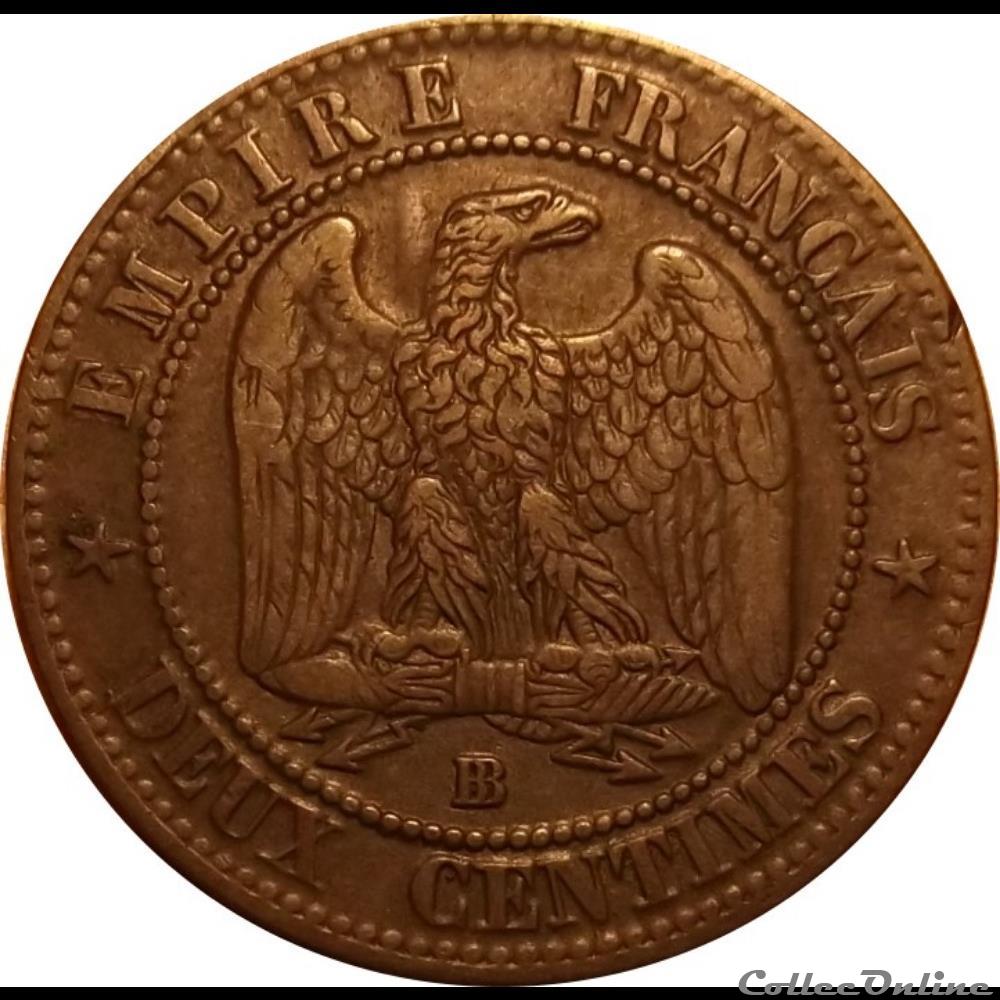 2 Centimes Napoléon III Tête Laurée Buste Définitif 1862 Grand BB monnaie france moderne 2 centimes napoleon iii tete lauree buste definitif 1862 grand bb