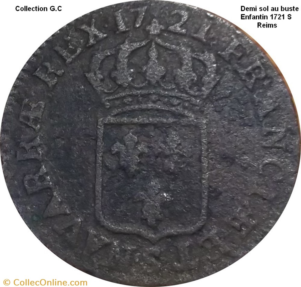 monnaie france royale demi sol au buste enfantin 1721 reims