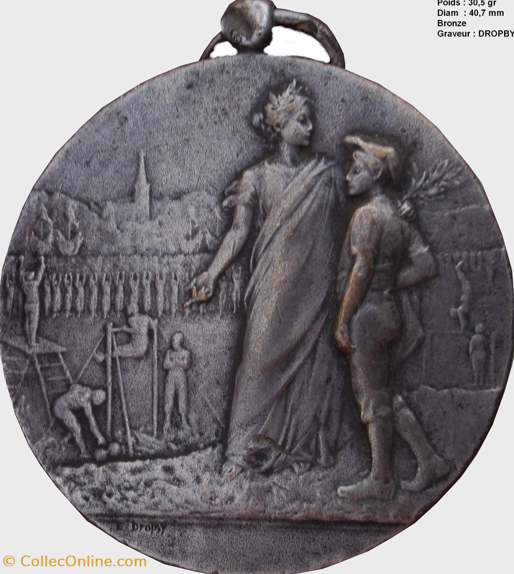 Médaille : F.G.S.P.F. Unions Lorraine Nancy 1933 medailles medaille f g s p f unions lorraine nancy 1933
