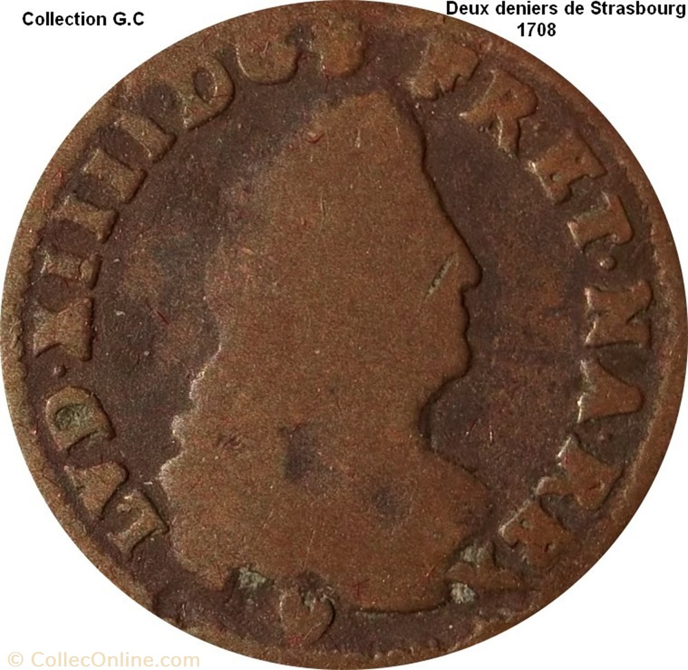 Deux deniers de Strasbourg 1708 monnaie deux deniers de strasbourg 1708