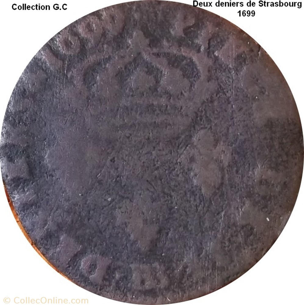 Deux deniers de Strasbourg 1699 BB en bas monnaie deux deniers de strasbourg 1699 bb en bas