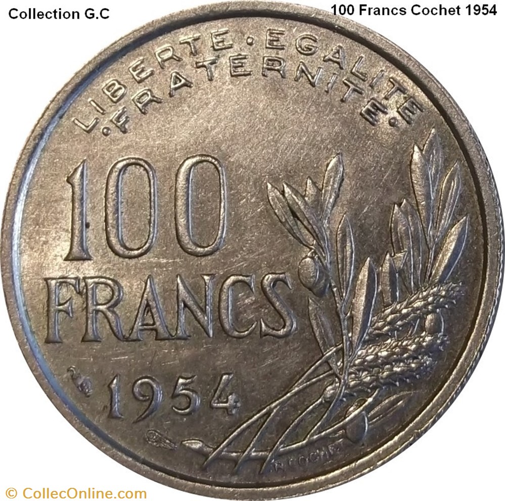 100 Francs Cochet 1954 monnaie france moderne 100 francs cochet 1954